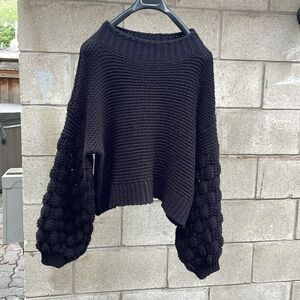 Black Bubble Sleeve Sweater